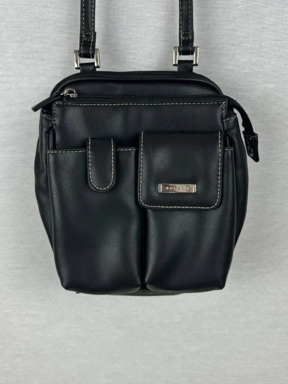 ROSETTI BLACK MULTI-POCKET CROSSBODY BAG TRAVEL ORGANIZER PURSE HAND BAG